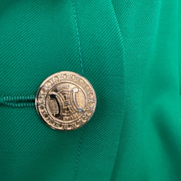Vintage Kelly Green Celine Skirt with Gold Buttons - Picture 8 of 14